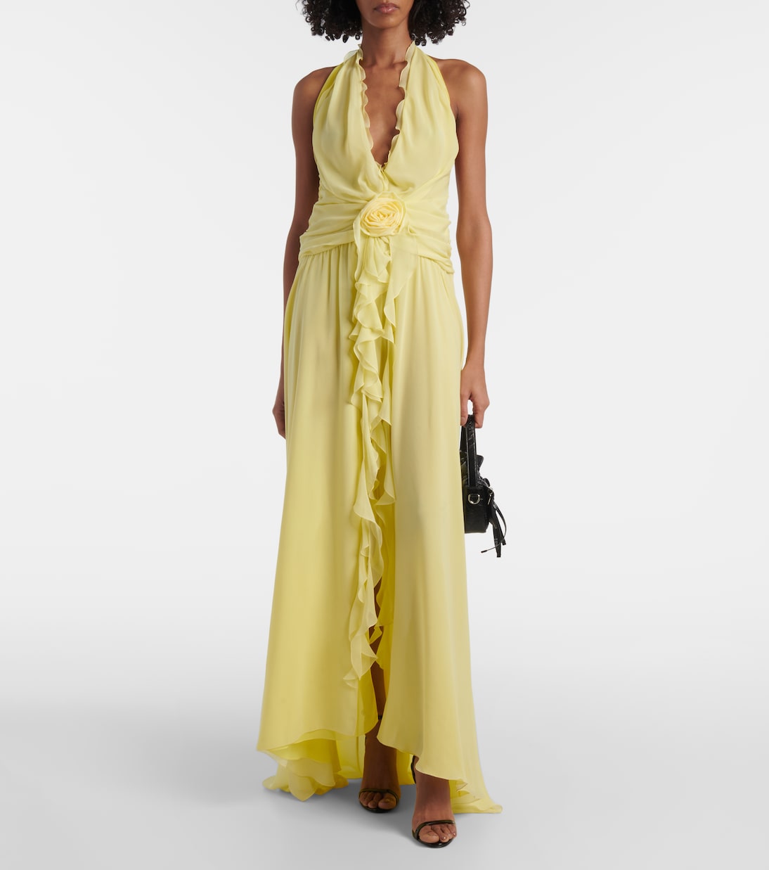 Vestido largo de georgette de seda | Blumarine