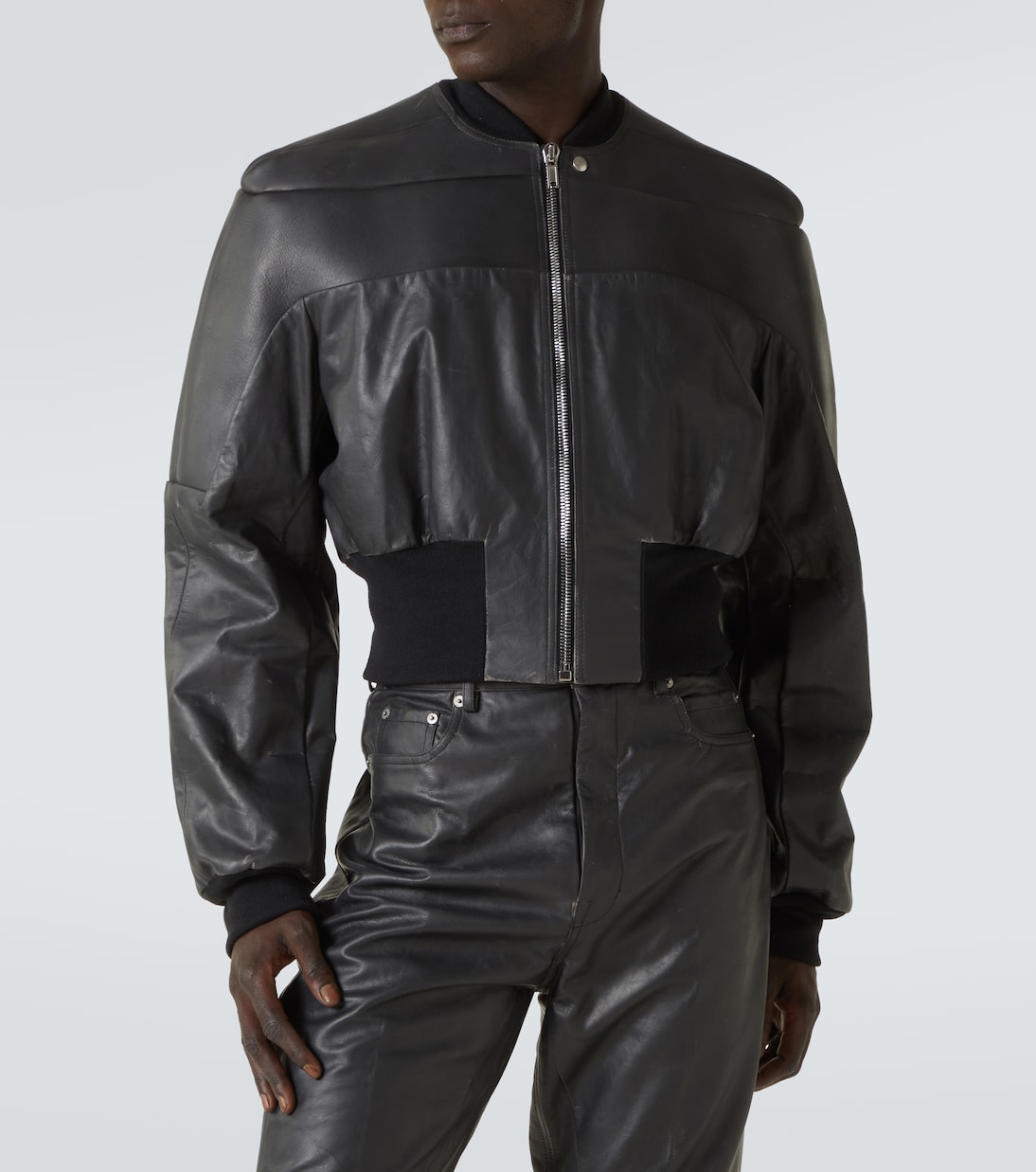 Cropped-Lederjacke Girdered | Rick Owens