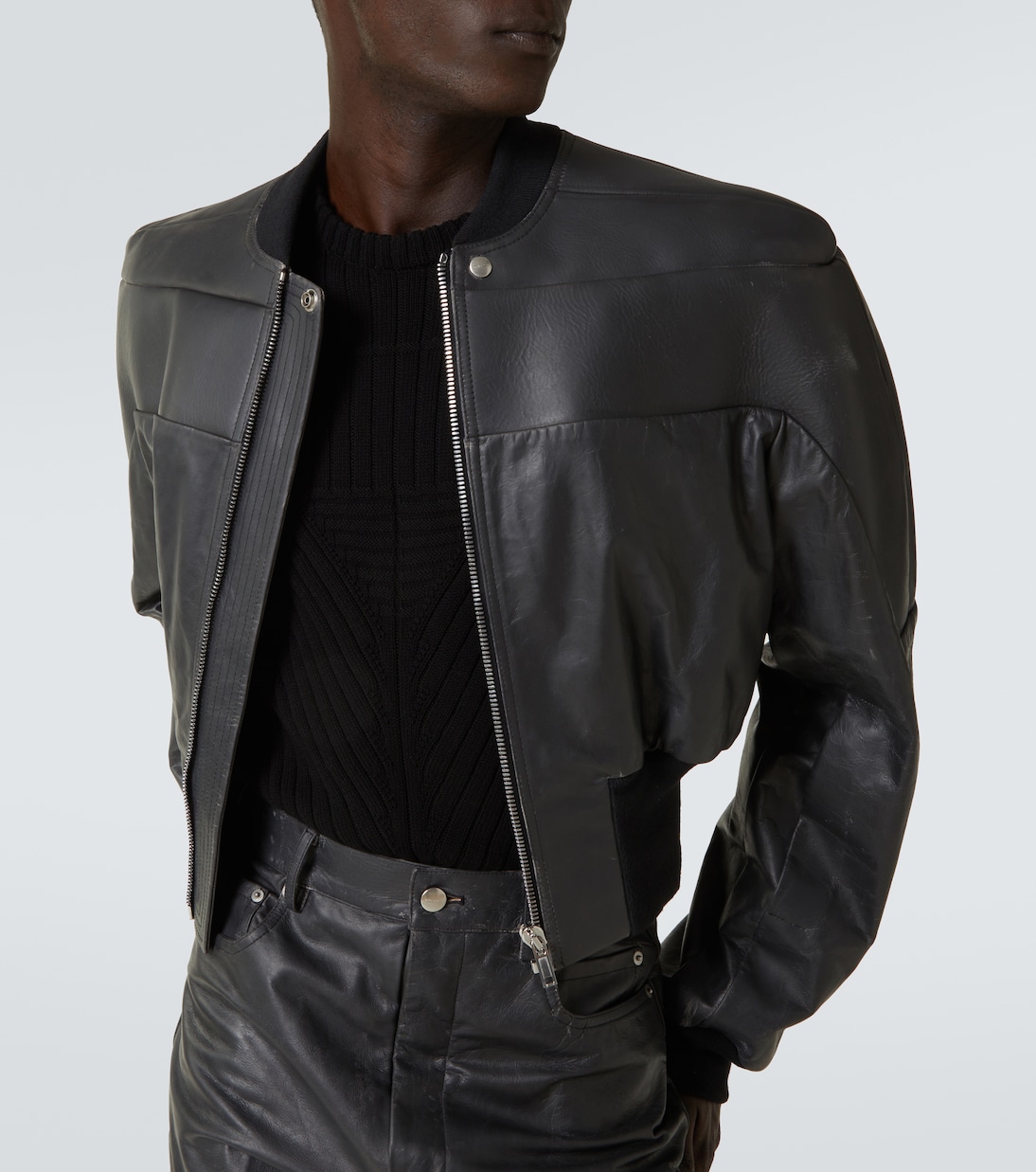 Cropped-Lederjacke Girdered | Rick Owens