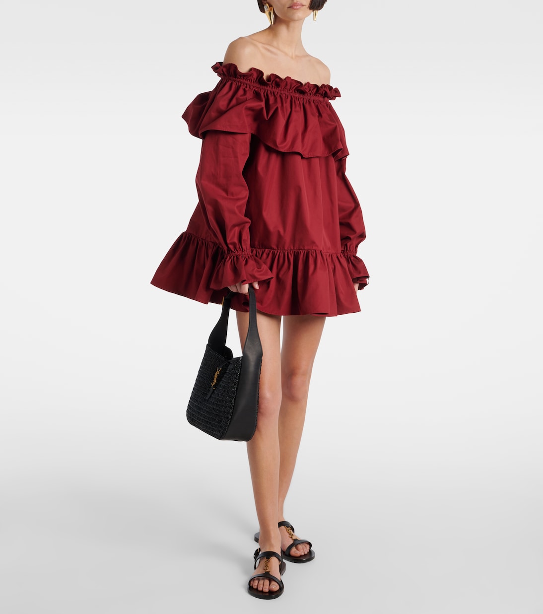 Le 5 à 7 Supple Small raffia shoulder bag | Saint Laurent