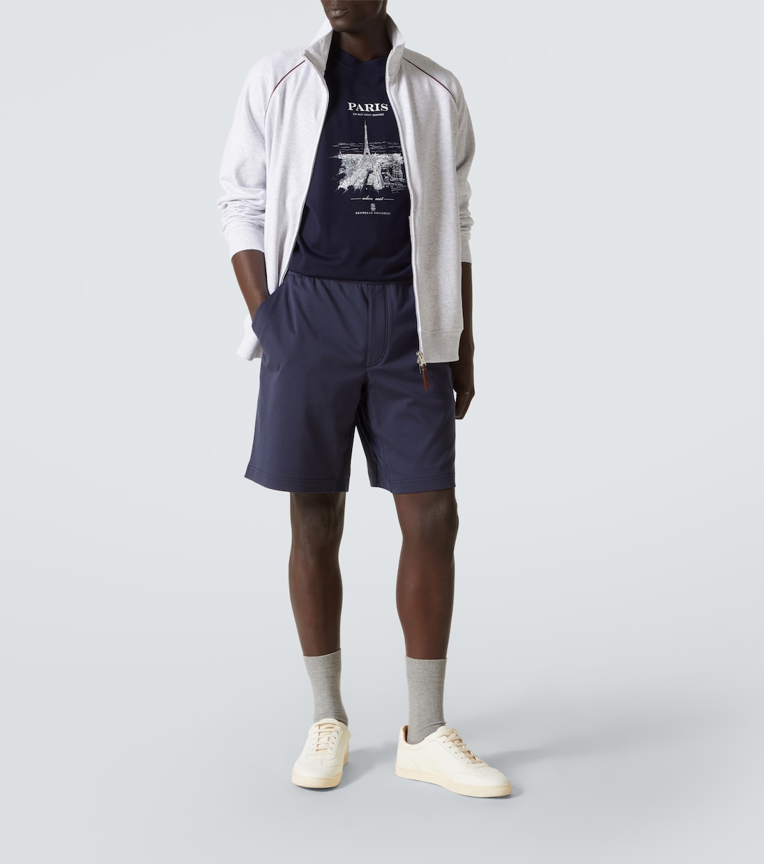Shorts en jersey de algodón con logo | Brunello Cucinelli