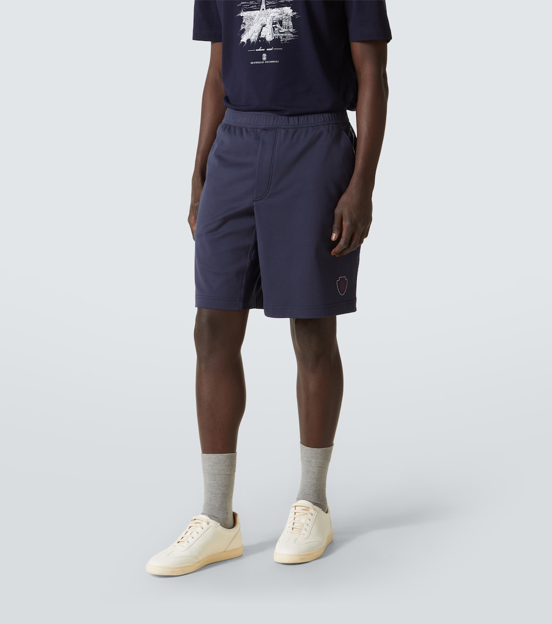 Shorts en jersey de algodón con logo | Brunello Cucinelli