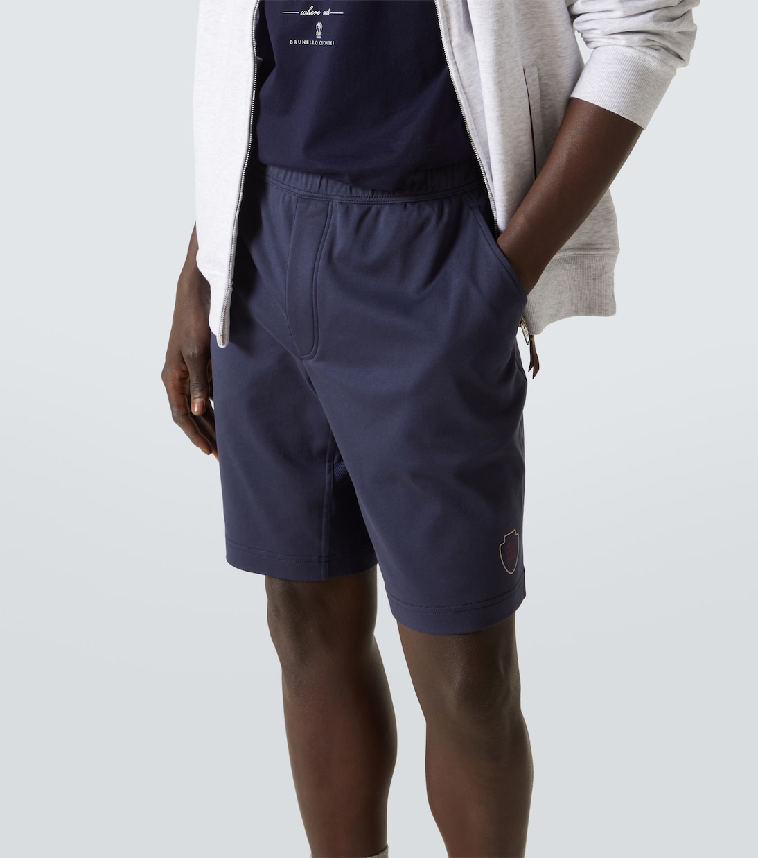 Shorts en jersey de algodón con logo | Brunello Cucinelli