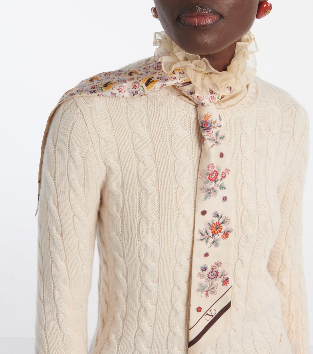Foulard in twill di seta con stampa | Valentino