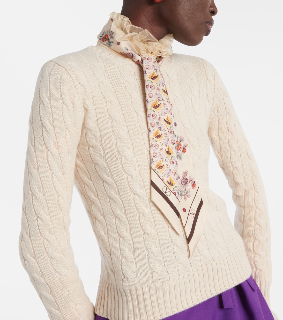 Foulard in twill di seta con stampa | Valentino
