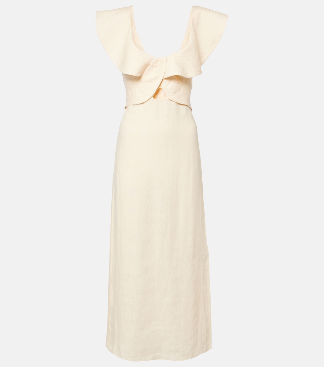 Abito midi in lino con ruches | Johanna Ortiz