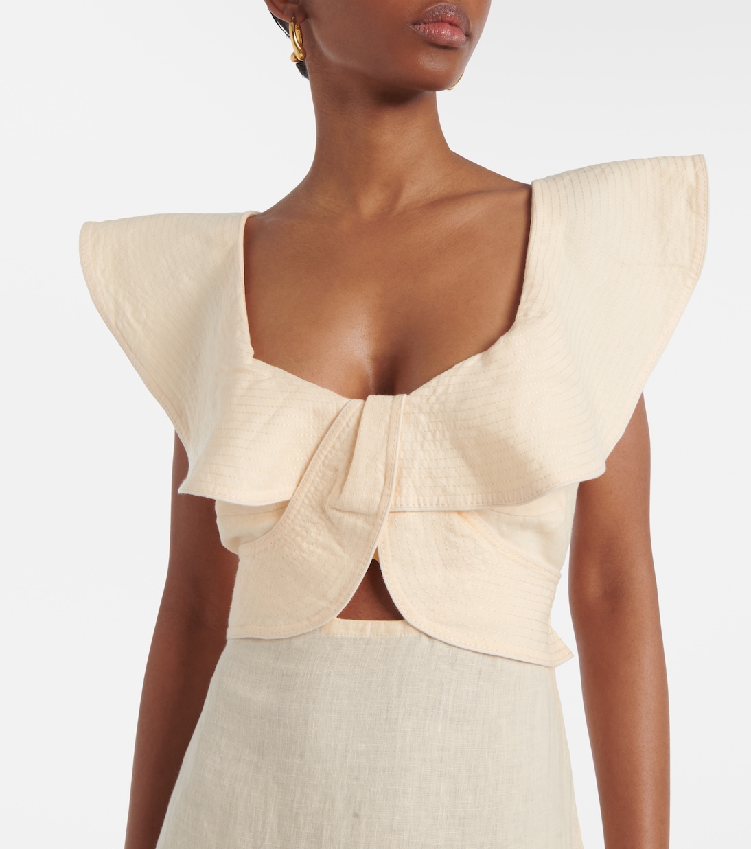 Abito midi in lino con ruches | Johanna Ortiz