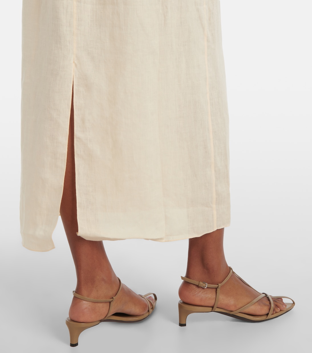 Abito midi in lino con ruches | Johanna Ortiz