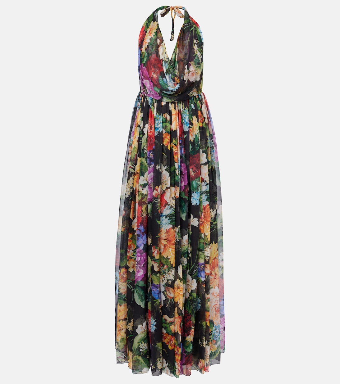 Abito lungo in chiffon di seta | Dolce&Gabbana