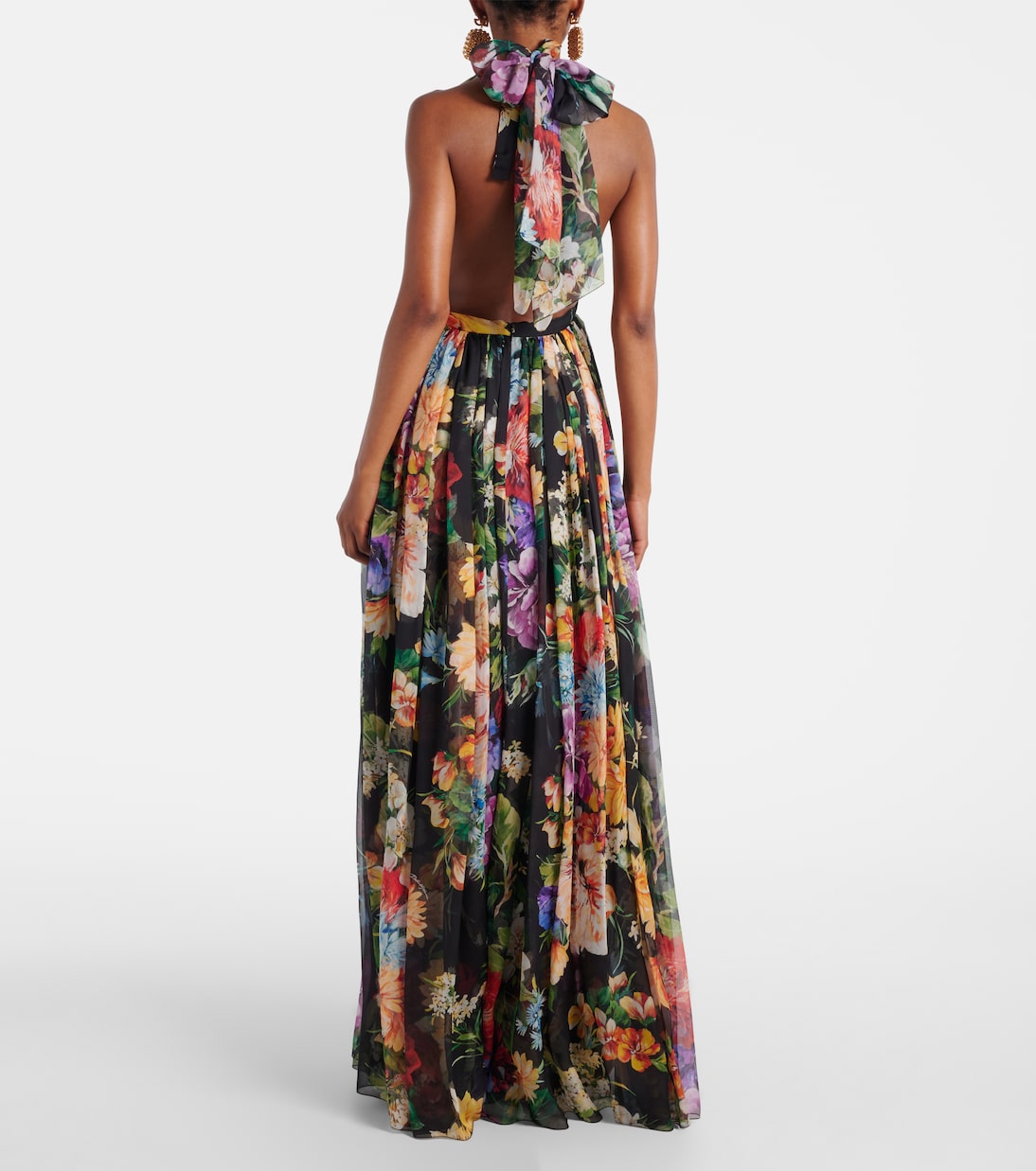 Abito lungo in chiffon di seta | Dolce&Gabbana
