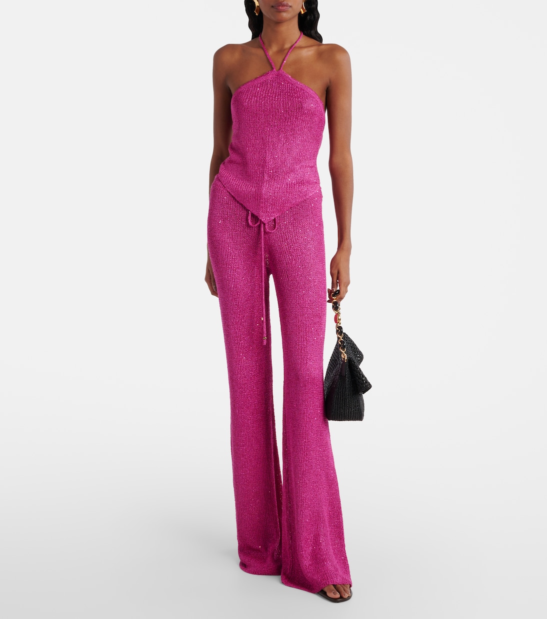 Liz knitted sequined flared pants | Bananhot