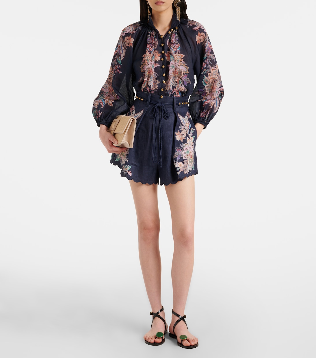 Blusa Rhiannon de ramio estampada | Zimmermann