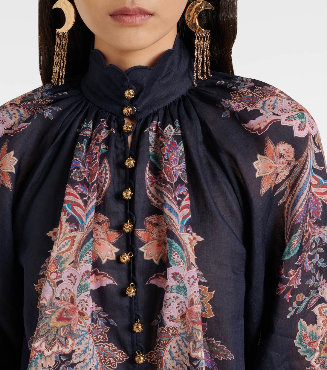 Blusa Rhiannon de ramio estampada | Zimmermann