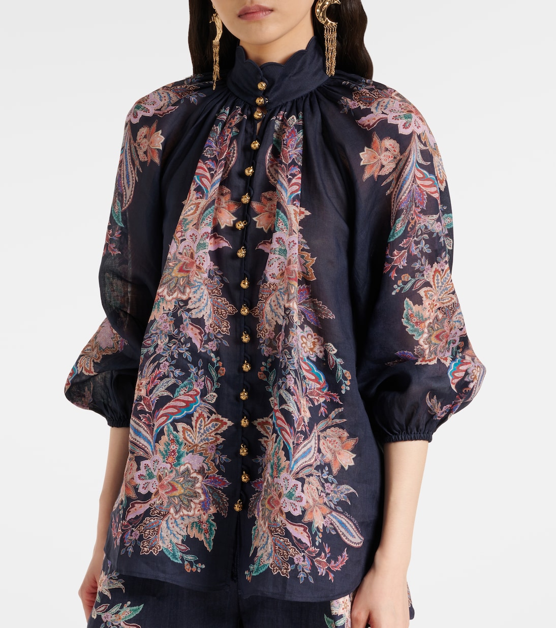 Blusa Rhiannon de ramio estampada | Zimmermann