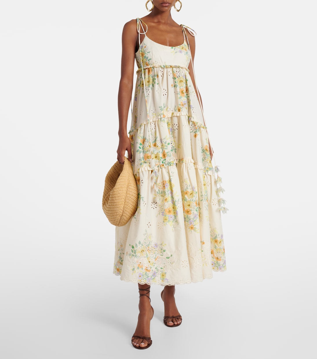 Juliette floral tiered cotton midi dress | Alémais