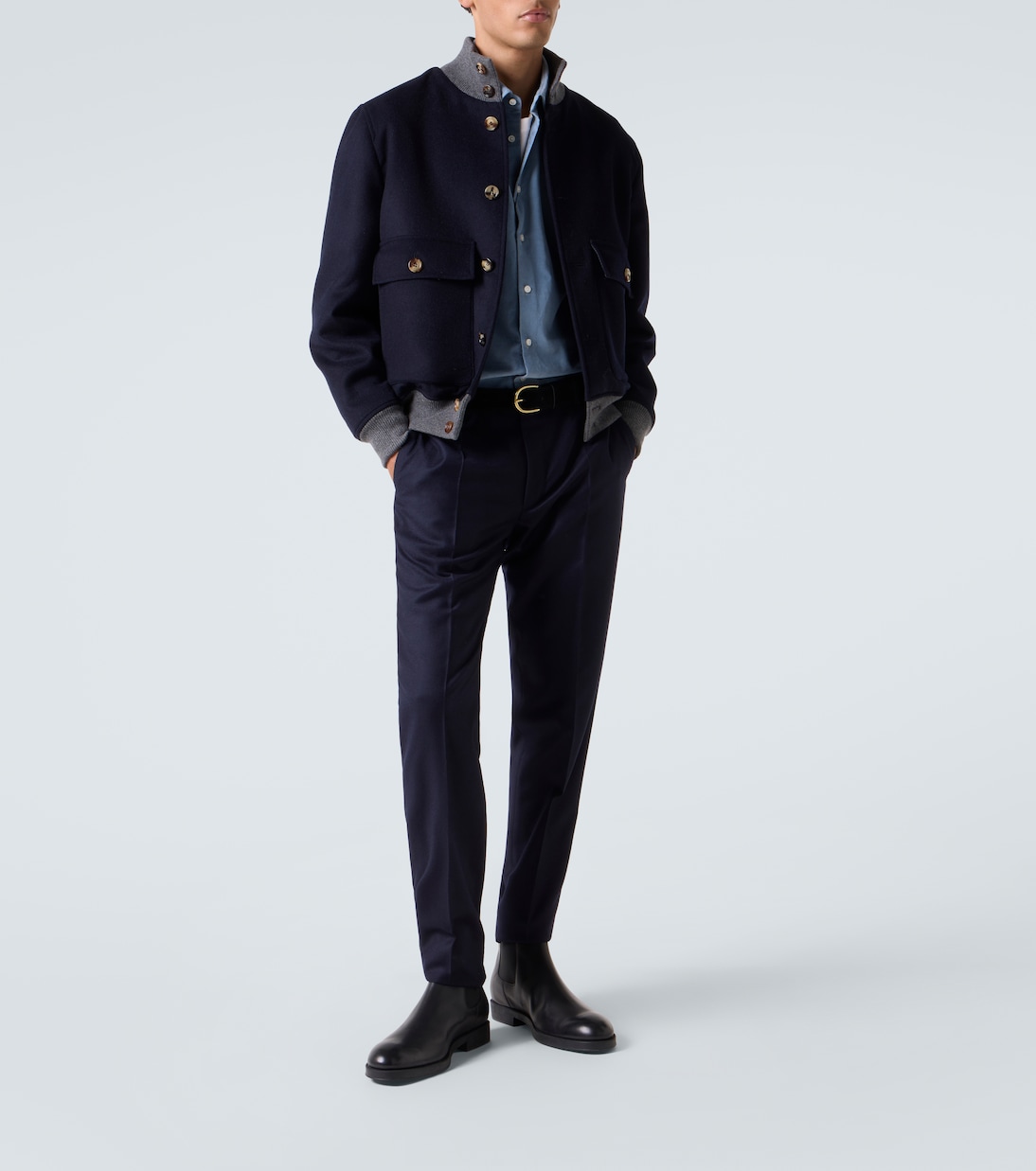 Virgin wool flannel slim pants | Slowear