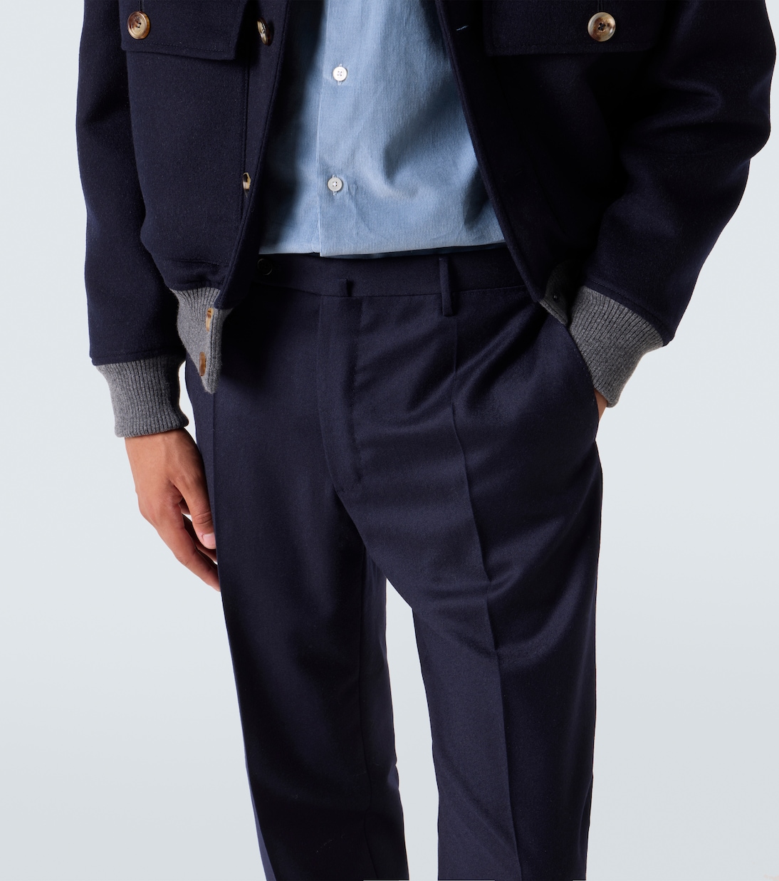 Virgin wool flannel slim pants | Slowear