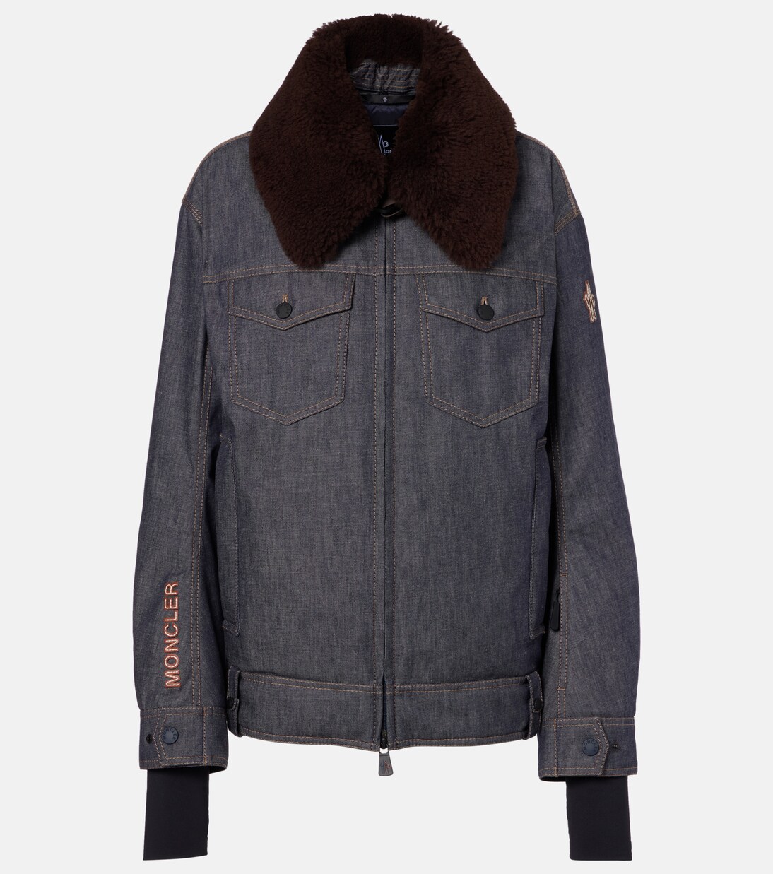 Yunque shearling-trimmed denim down jacket | Moncler Grenoble