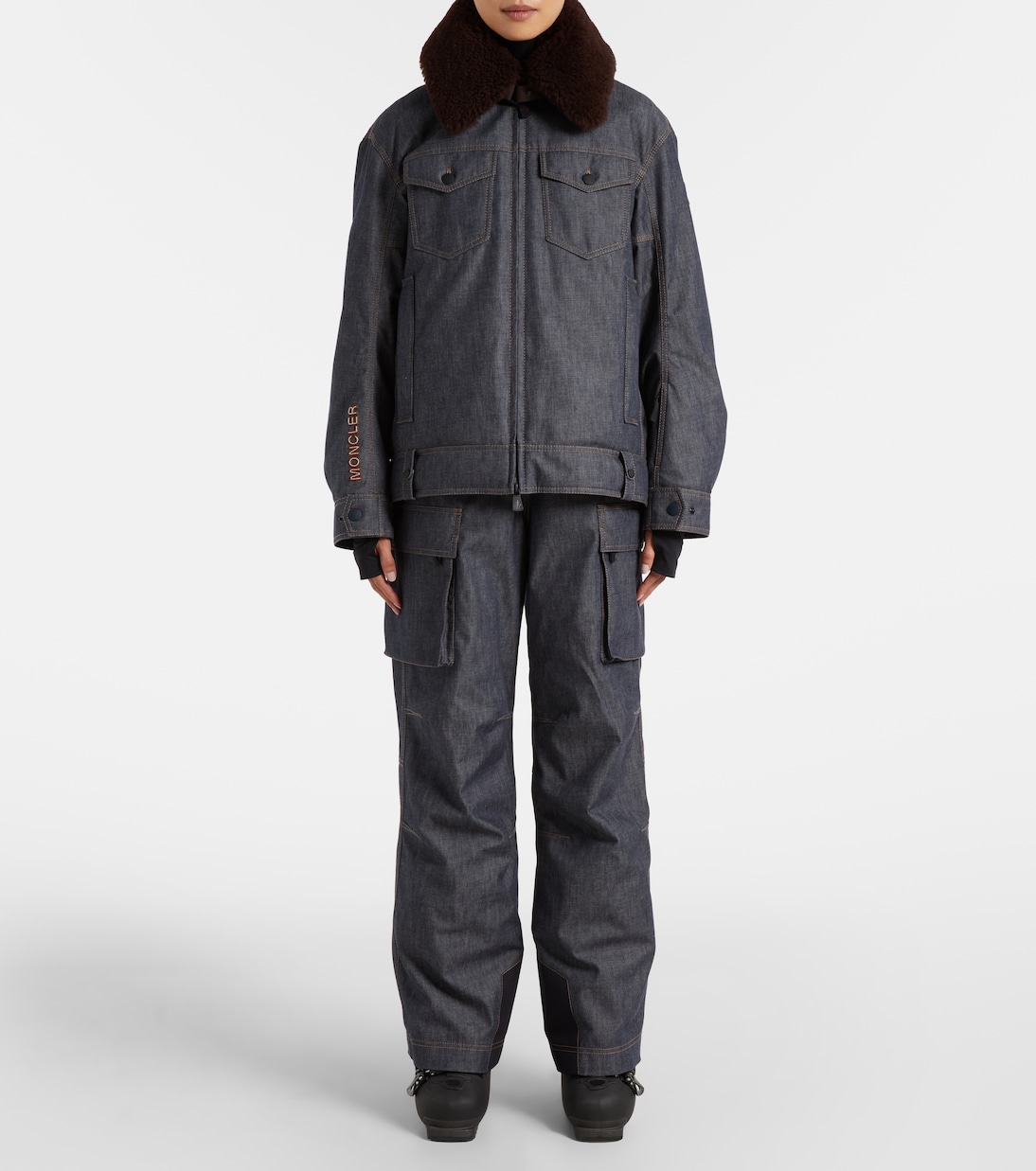 Yunque shearling-trimmed denim down jacket | Moncler Grenoble