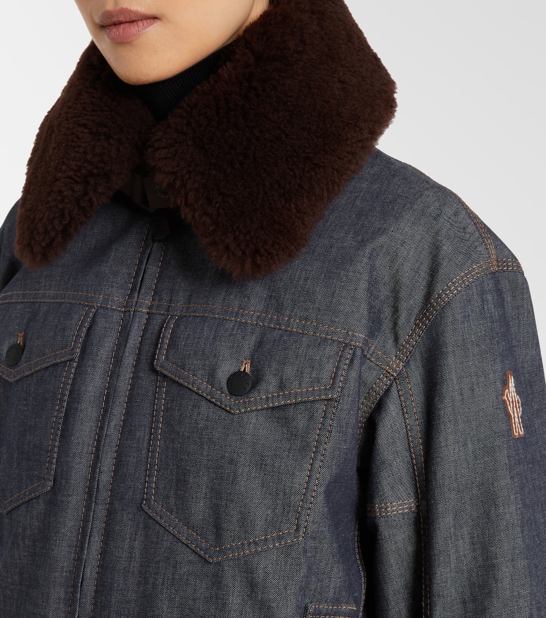 Yunque shearling-trimmed denim down jacket | Moncler Grenoble