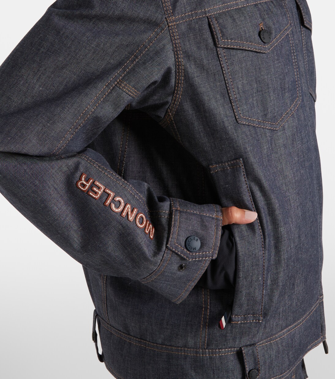 Yunque shearling-trimmed denim down jacket | Moncler Grenoble