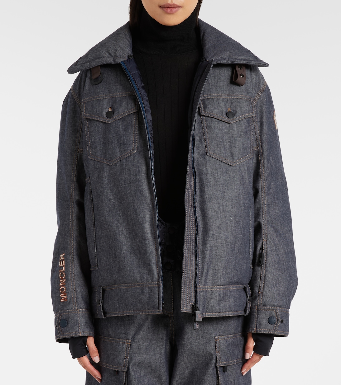 Yunque shearling-trimmed denim down jacket | Moncler Grenoble