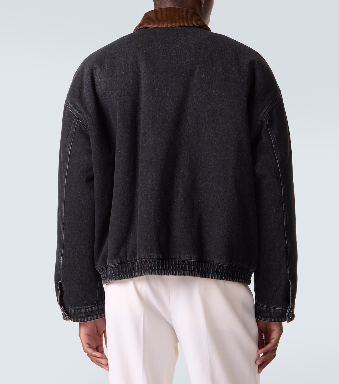 Corduroy-trimmed denim blouson jacket | Miu Miu