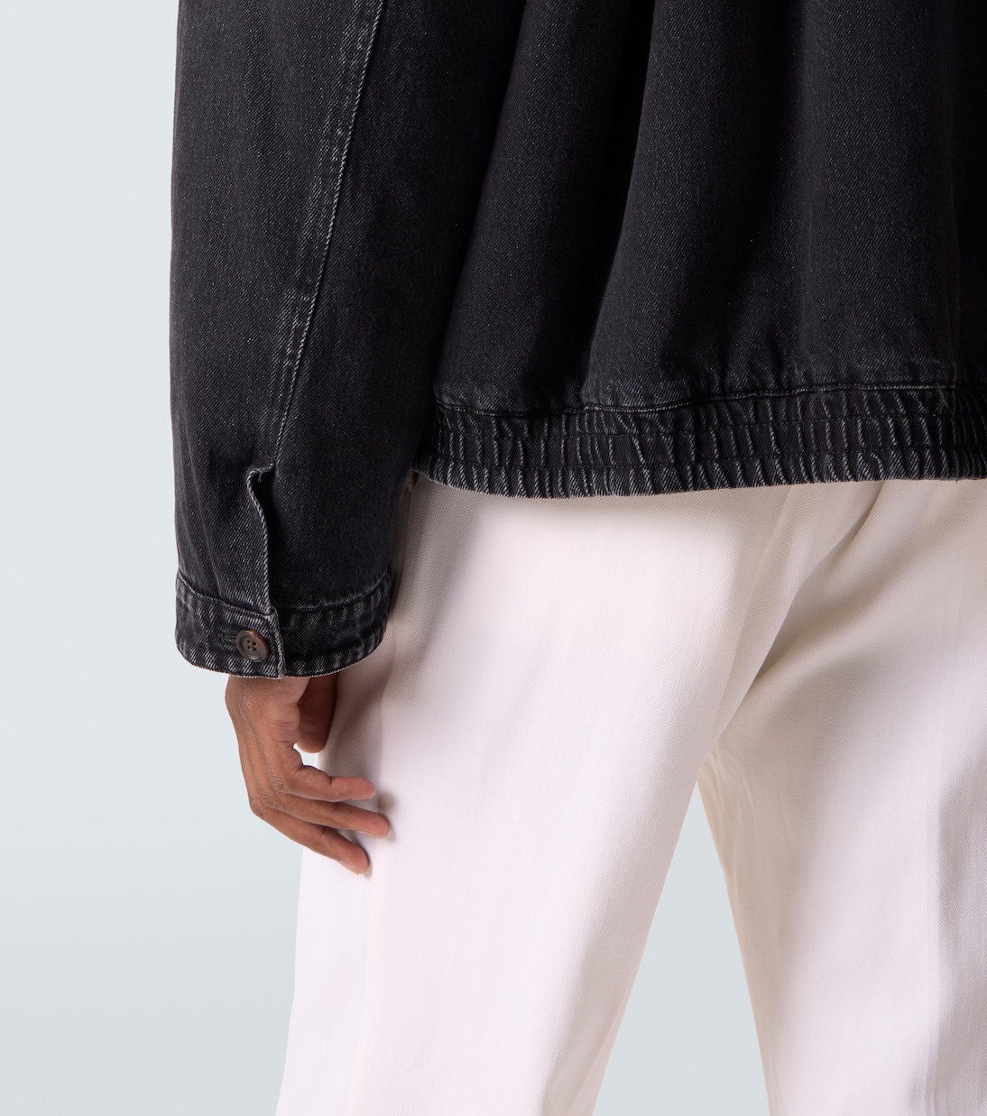 Corduroy-trimmed denim blouson jacket | Miu Miu