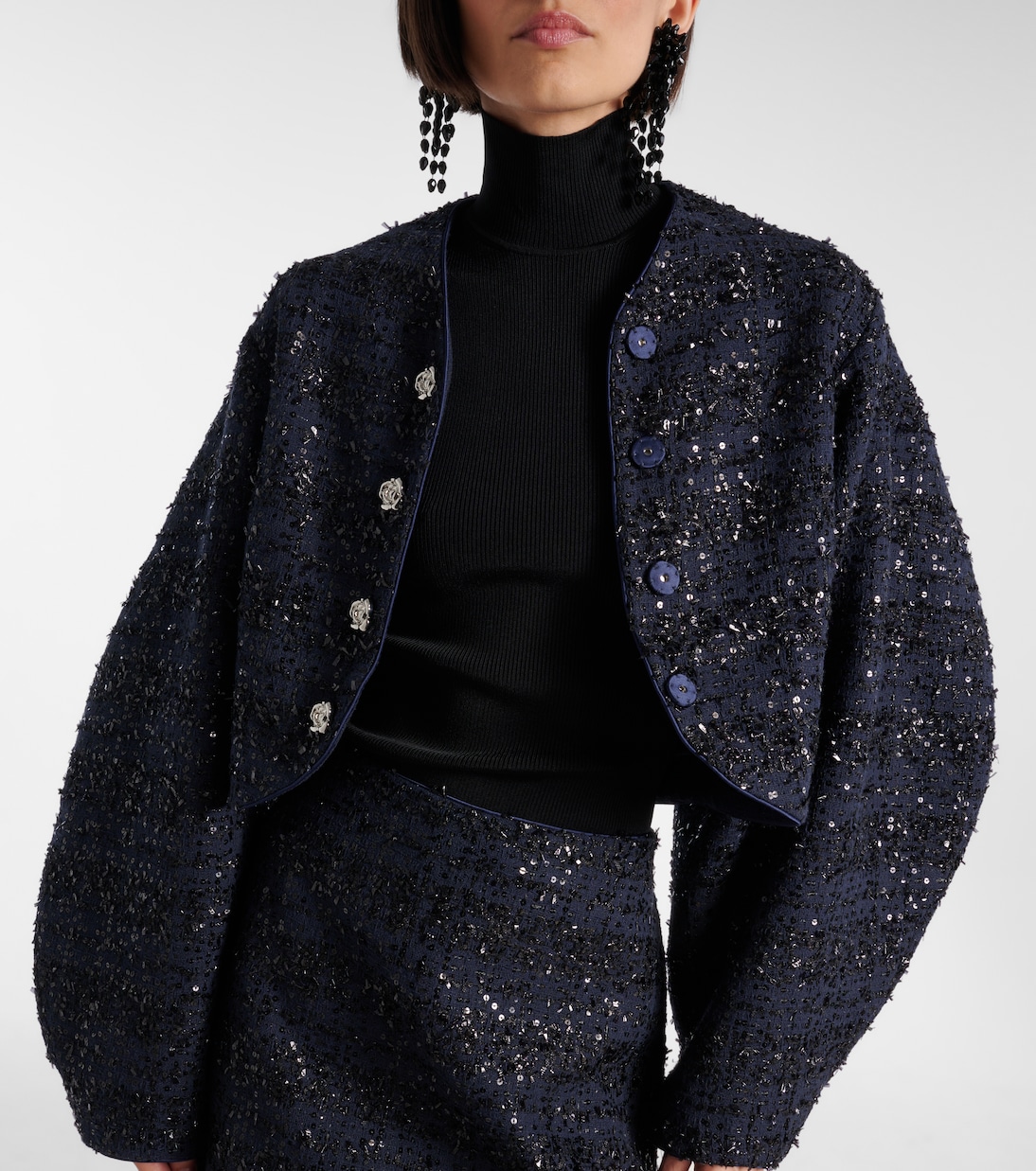 Sequined cropped bouclé jacket | Rotate