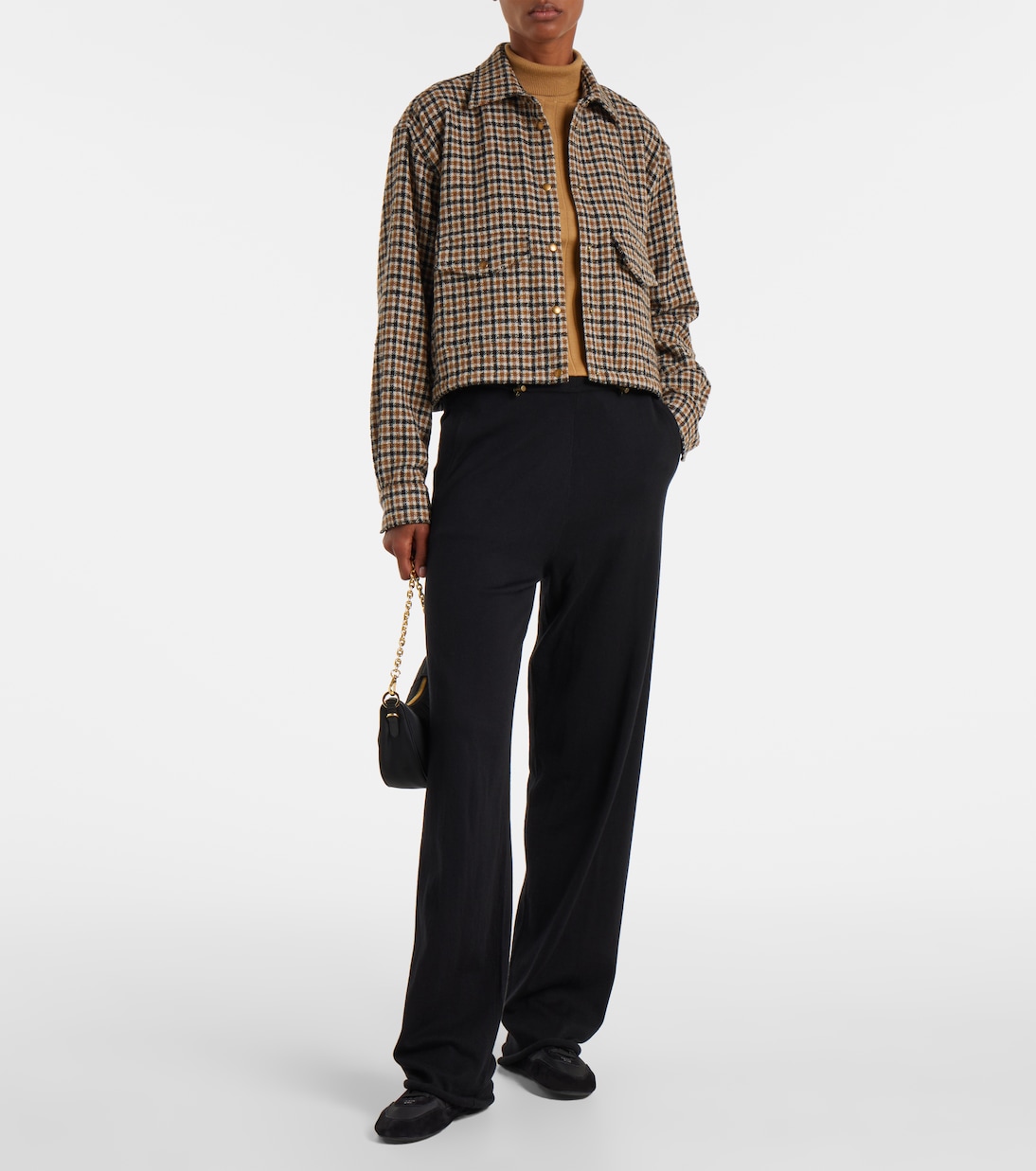 Chemise raccourcie en laine mélangée à carreaux | Moncler