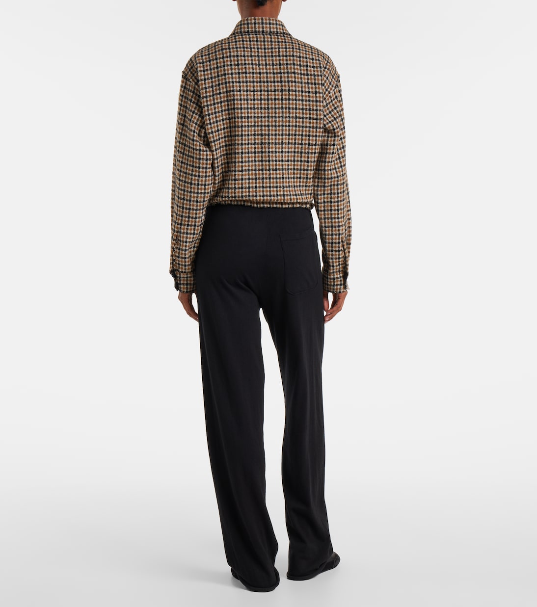 Chemise raccourcie en laine mélangée à carreaux | Moncler