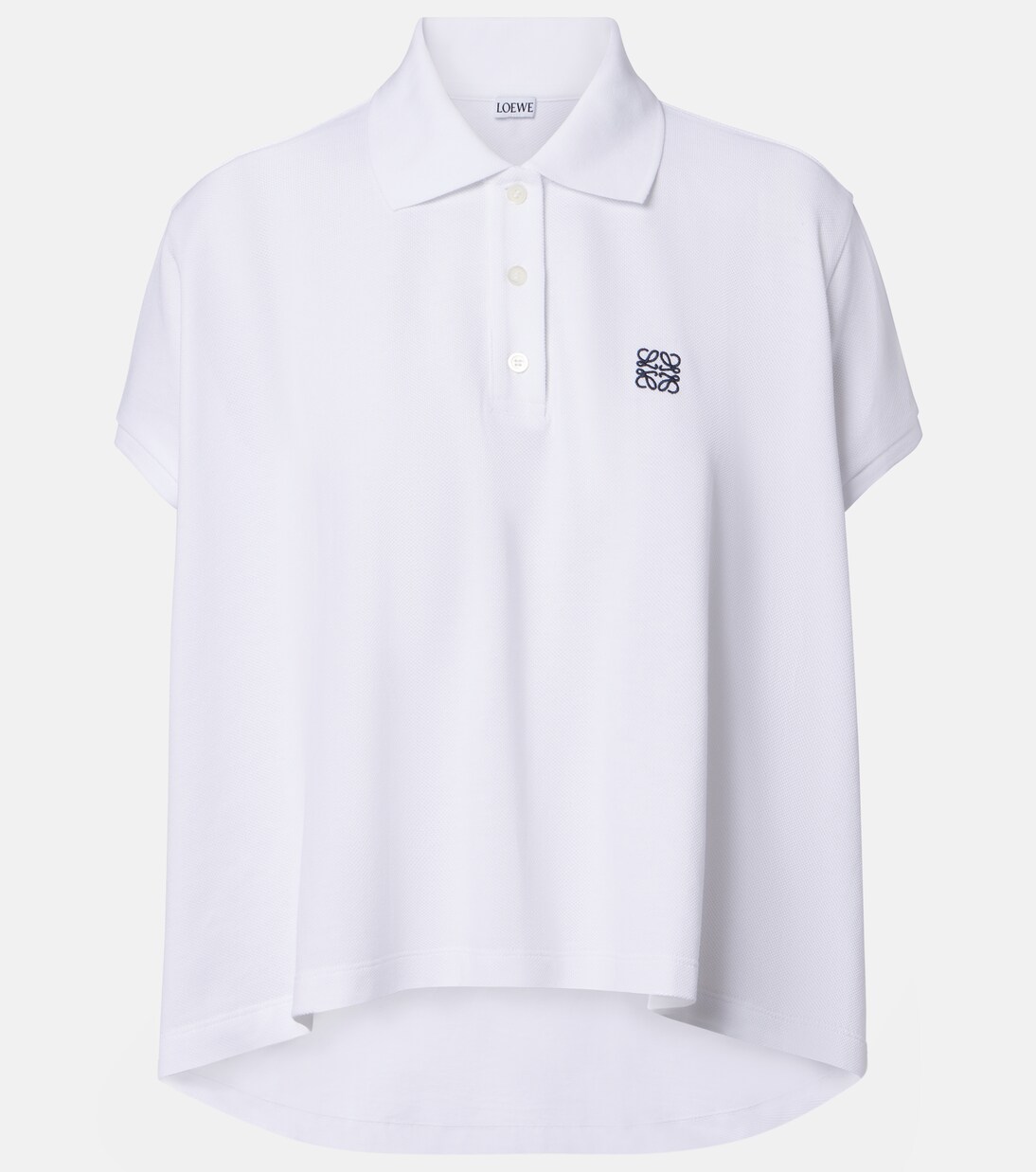 Polo asimétrico de piqué de algodón | Loewe