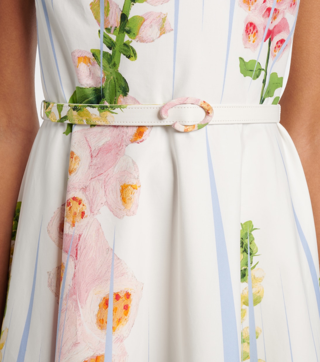 Floral trompe l’œil cotton-blend midi dress | Oscar de la Renta