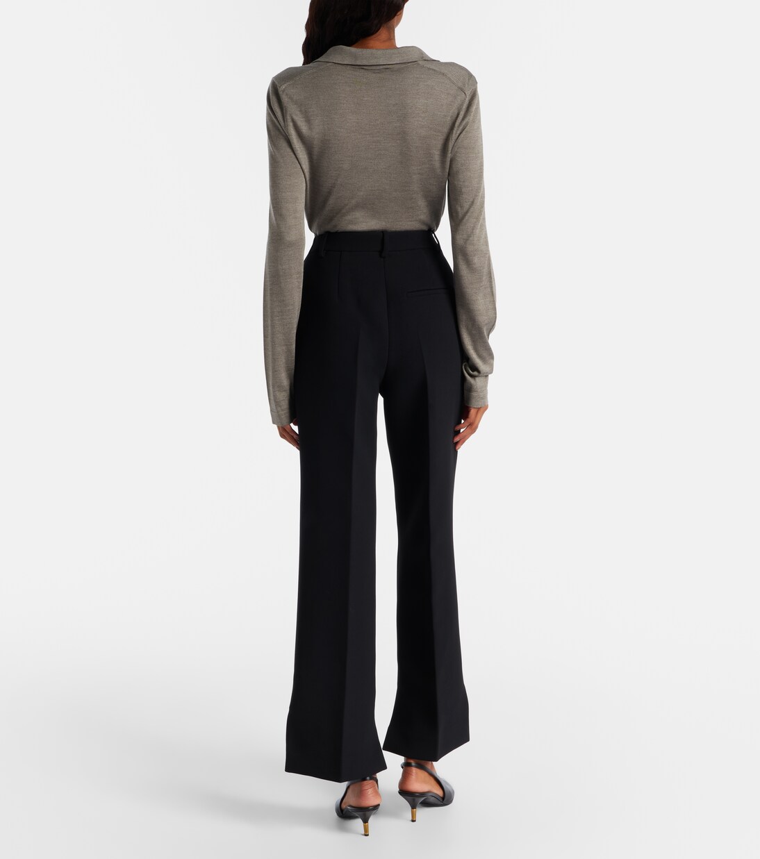 Rae high-rise crêpe flared pants | Khaite