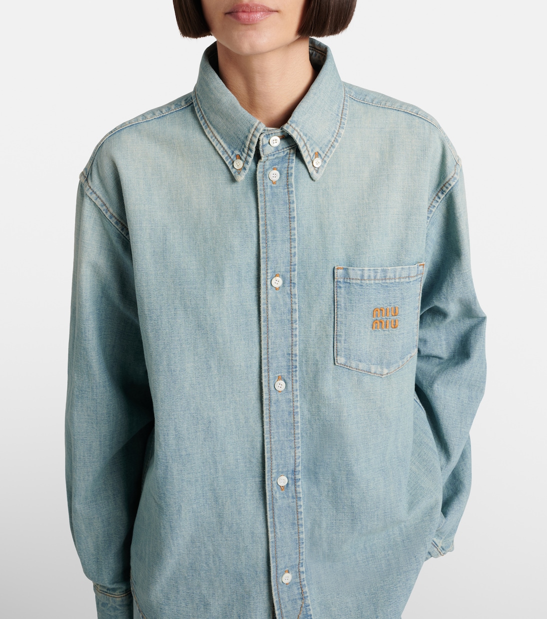 Logo chambray shirt  | Miu Miu