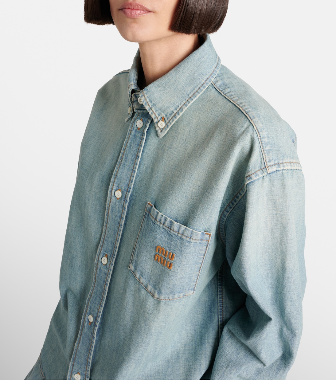 Logo chambray shirt  | Miu Miu