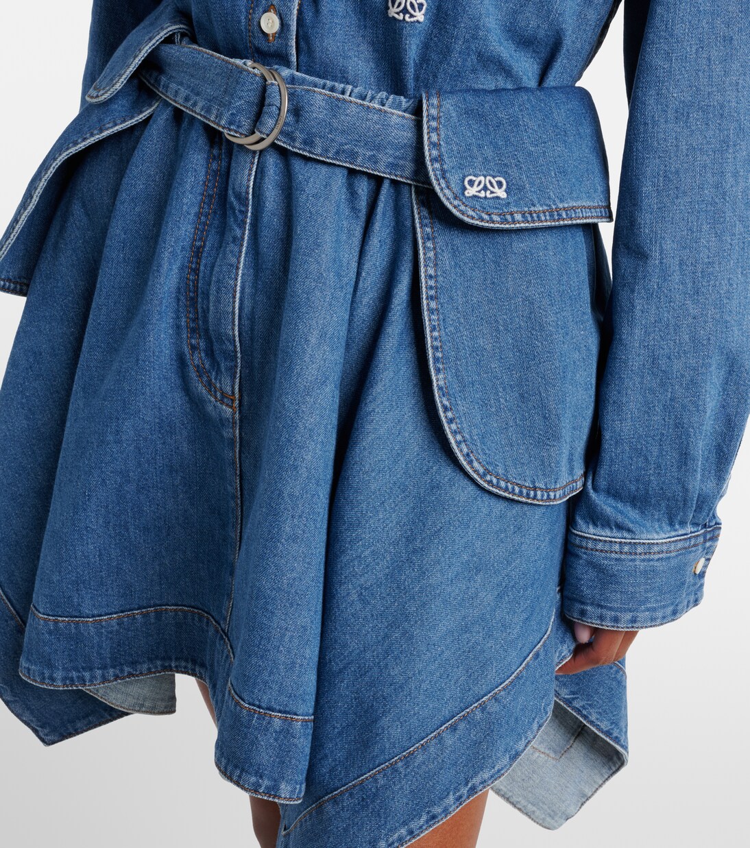 Double L belted denim miniskirt | Loewe