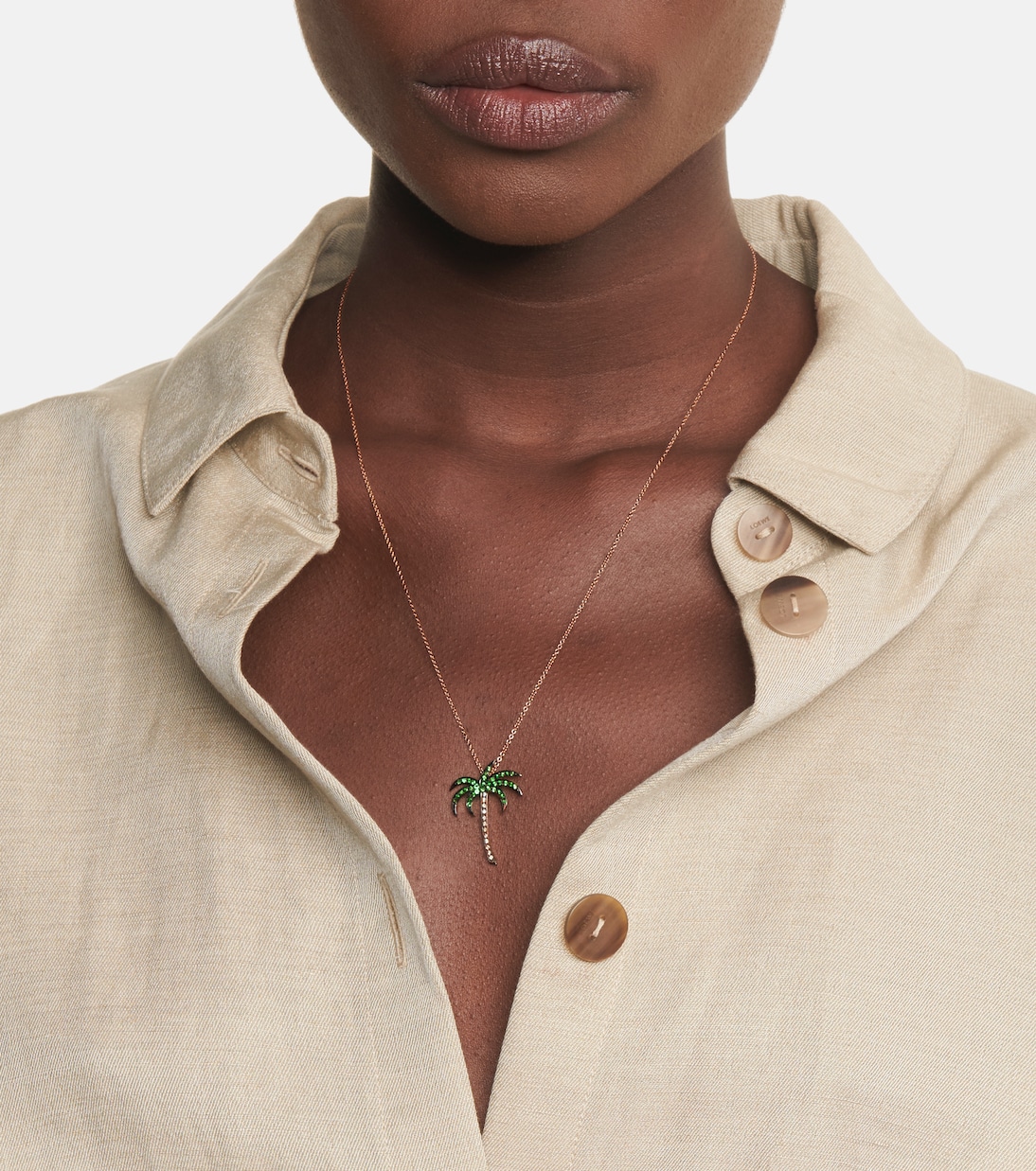 Collier Miami en or jaune 18 ct, diamants et tsavorite | Ileana Makri