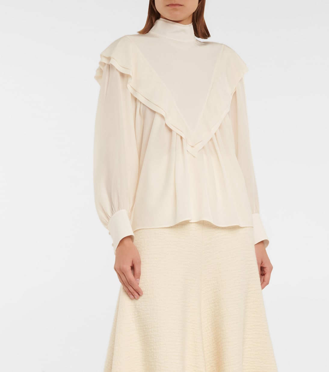 Bluse aus Seiden-Crêpe mit Rüschen | Chloé
