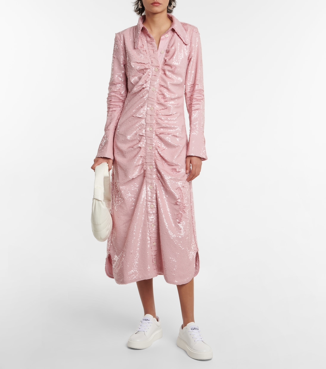 Hemdblusenkleid mit Pailletten | Ganni