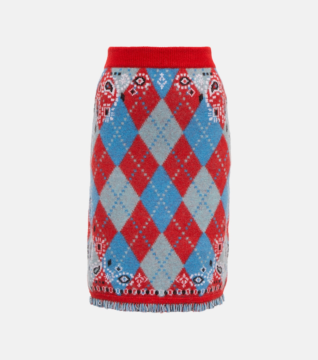 Bandana Argyle wool-blend skirt | Alanui