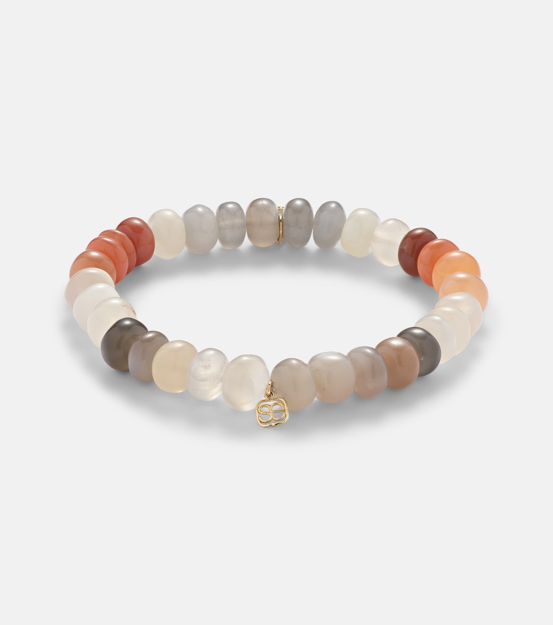 Bracciale in oro 14kt con pietra di luna e diamanti, stile giovane e chic