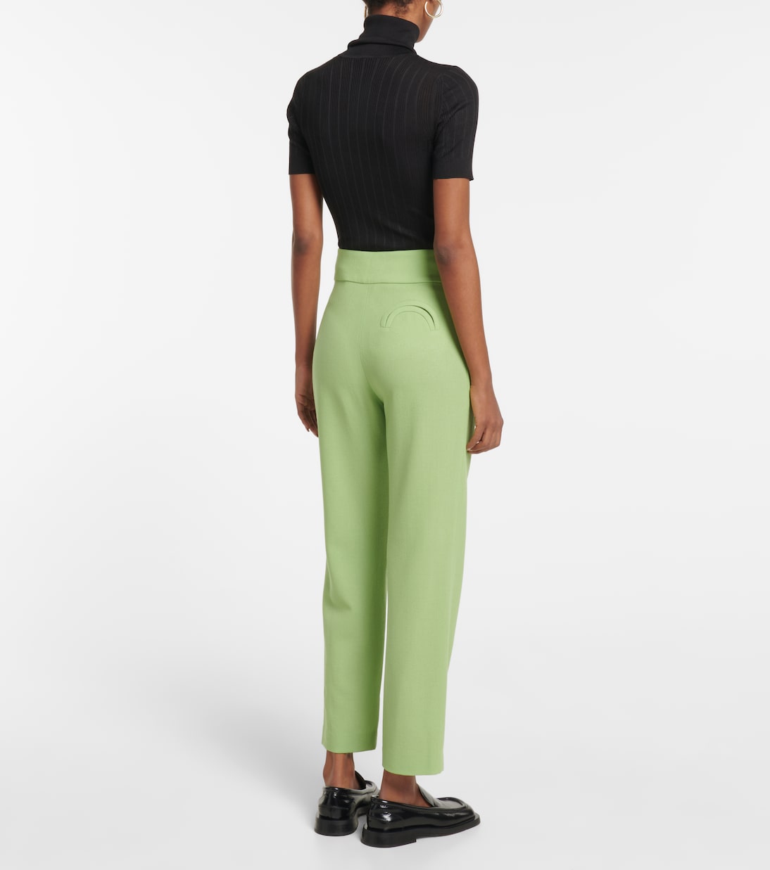 High-rise straight virgin wool pants | Blazé Milano