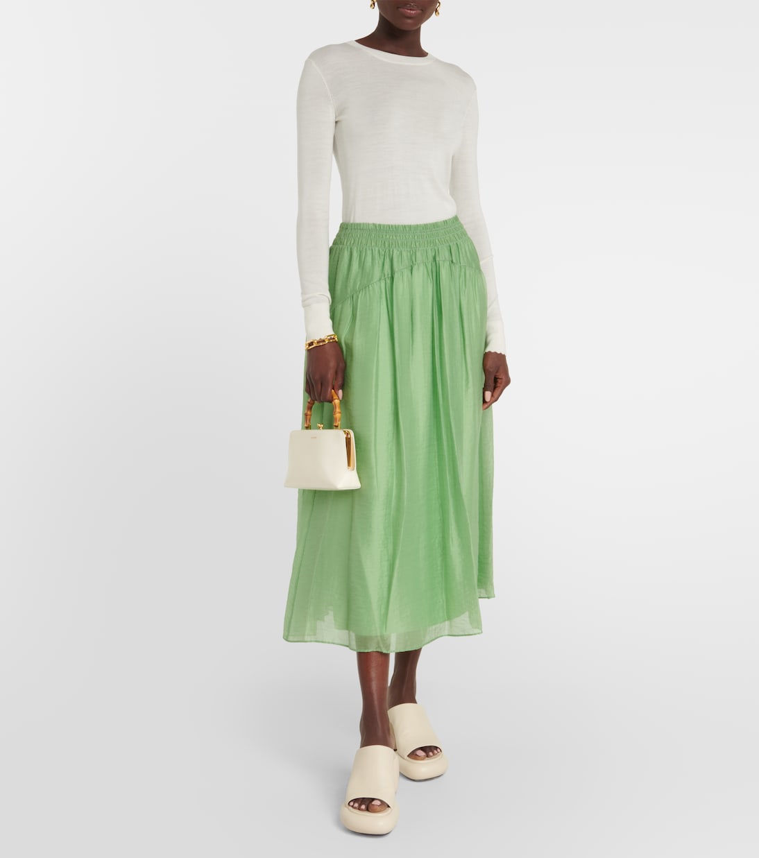 Falda midi fruncida | Vince