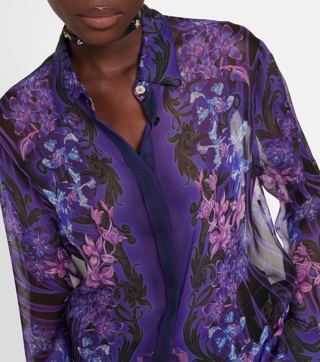 Chemise en soie à fleurs | Versace