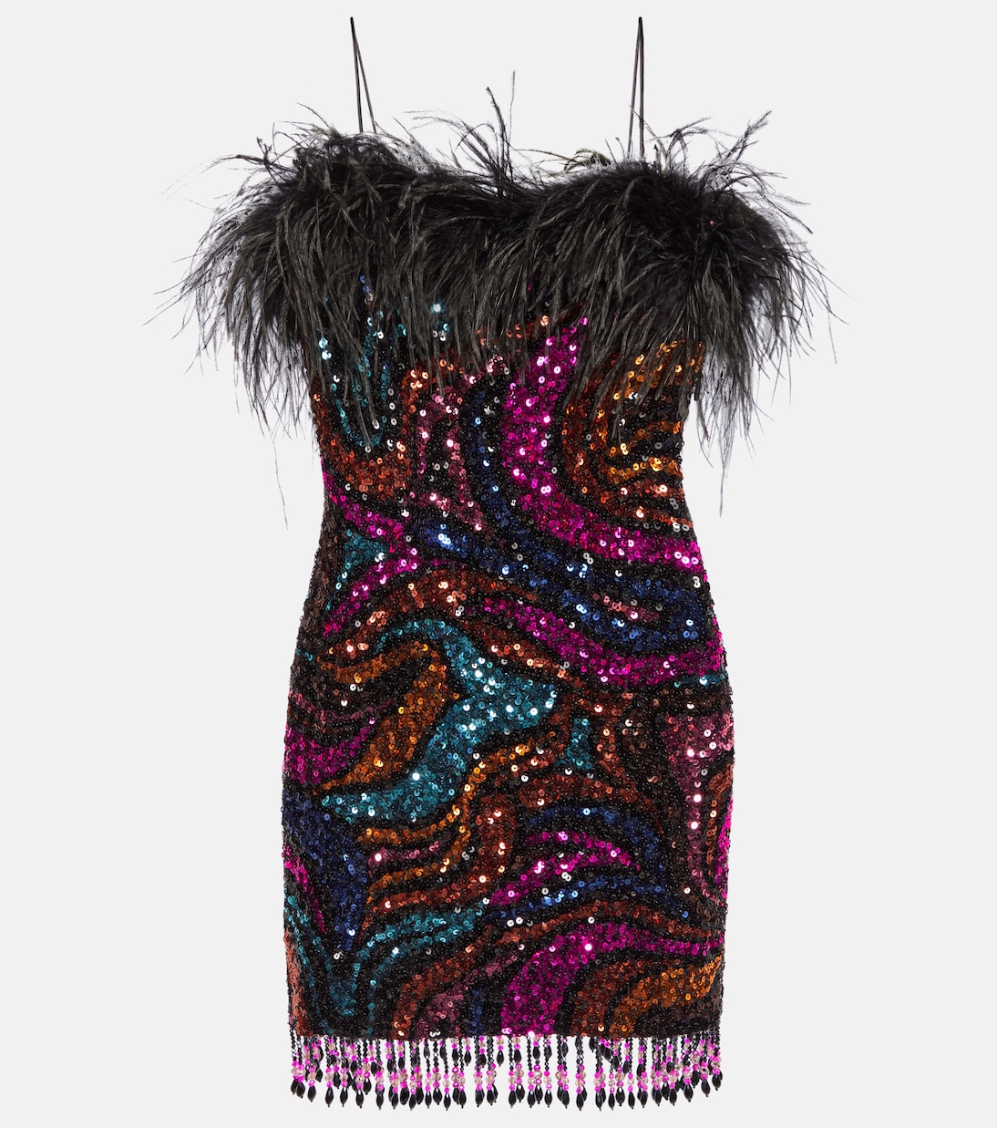 Kiki sequined feather-trimmed minidress | Rebecca Vallance