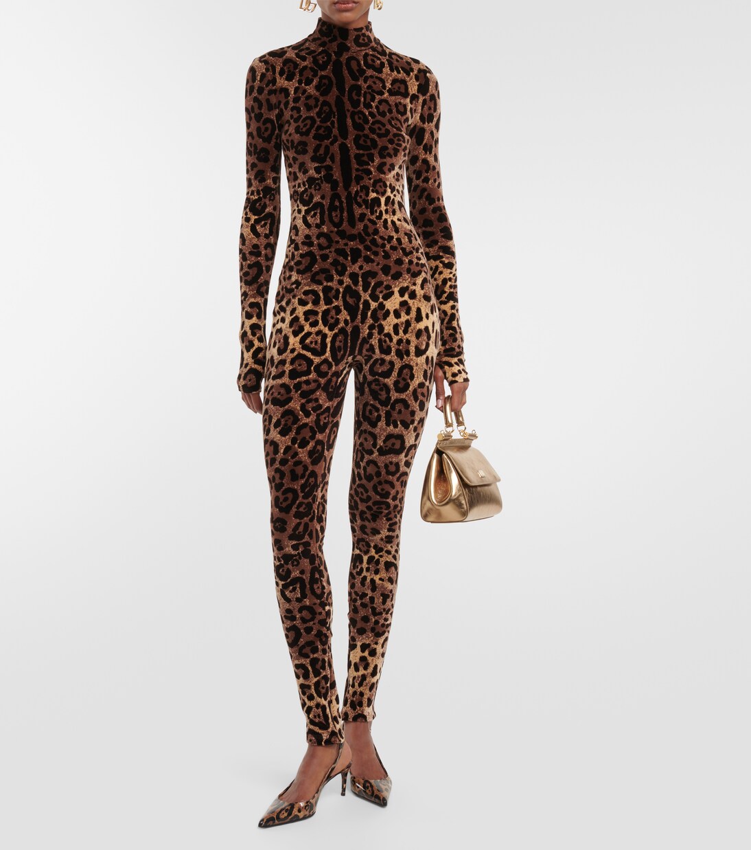 Leopard-print cotton-blend catsuit | Dolce&Gabbana