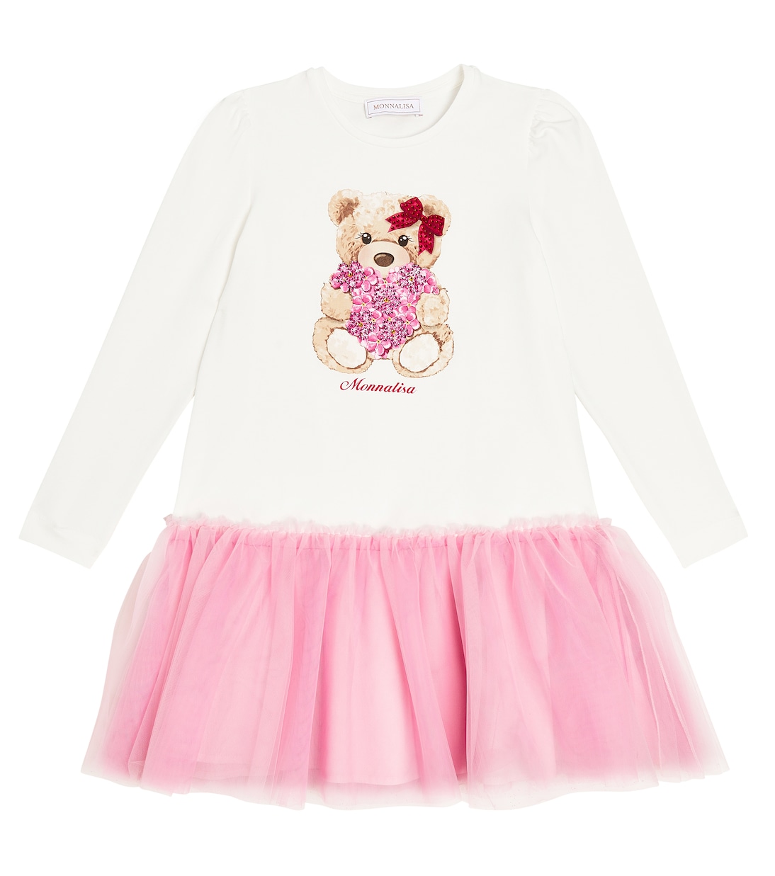 Abito in cotone con stampa e tulle | Monnalisa