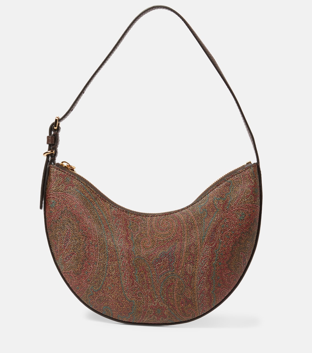 Small leather-trimmed shoulder bag | Etro