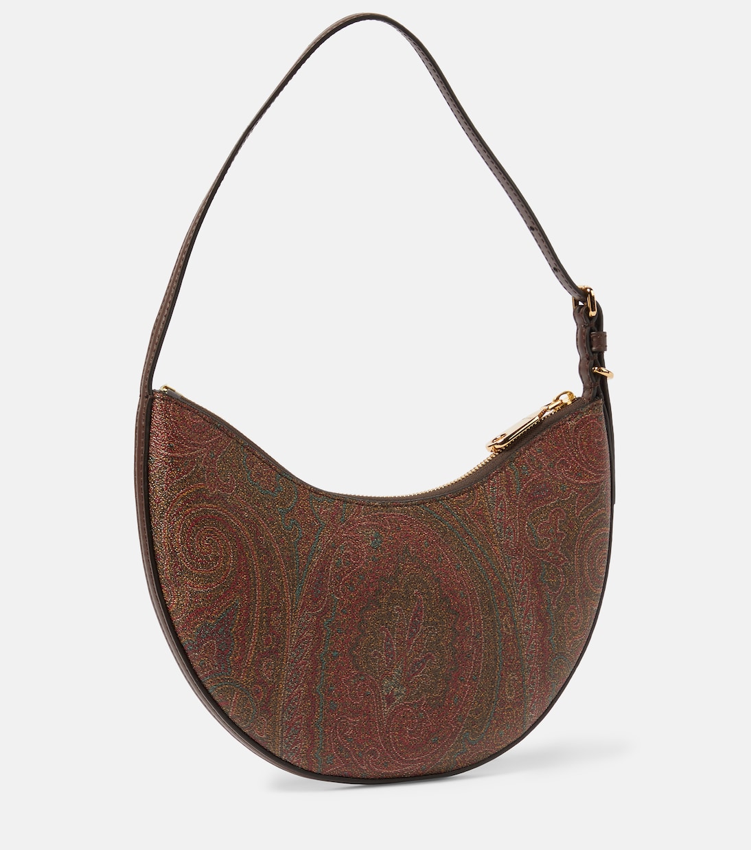 Small leather-trimmed shoulder bag | Etro